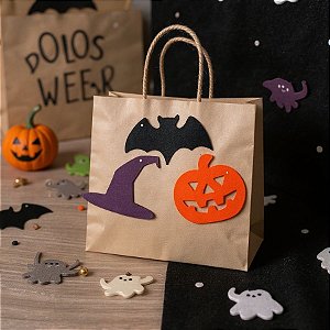 Tag Decorativa - Bruxa Morcego Abóbora Halloween - 6 Unidades