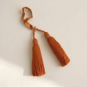 Tassel Decorativo Artesanal com Miçangas - Marrom - 28cm - 1 unidade - Cromus - Rizzo