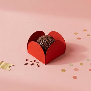 Forminha para Doces 4 Pétalas (3,5cm x 3,5cm x 2,5cm) Vermelha - 50 unidades - Assk - Rizzo