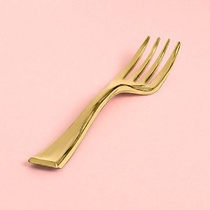 Garfo Sobremesa Descartável Design Gold - Dourada - 13cm - 8 unidades - Rizzo