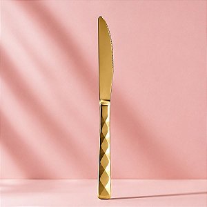 Faca Refeição Descartável Design Gold - Dourado - 20cm - 8 unidades - Rizzo