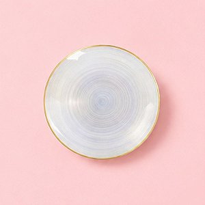Prato Sobremesa Redondo Descartável Premium - Transparente e Borda Dourada - 18cm - 6 unidades - Rizzo