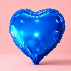 Balão de Festa Metalizado 10" 25x37cm - Coração Azul - 6 unidades - Rizzo