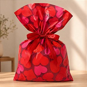 Saco Para Presente Decorado - Romantico - P5 15x29cm - 50 unidades - Cromus - Rizzo