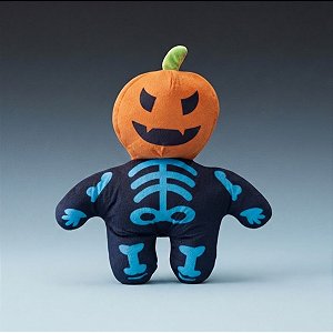 Esqueleto de Pelúcia Cabeça de Abóbora - Preto/Azul - 23x22x10cm - Halloween - 1 unidade - Rizzo