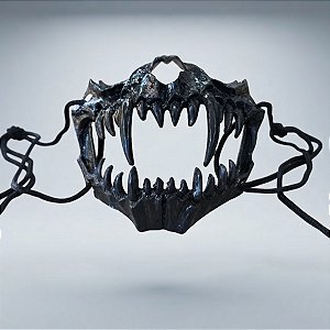 Máscara de Halloween - Mandíbula com Dentes - Preto - 14x12cm - 1 unidade - Rizzo