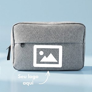 Necessaire Masculina Personalize com Logo - Cinza - 23x15x7cm - 1 unidade - Rizzo