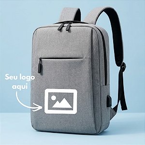 Bolsa para Notebook até 15 polegadas com saída USB Personalize com Logo  - Cinza - 45x30x10cm - 1 unidade - Rizzo
