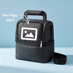 Bolsa Térmica Lancheira 7L Personalize com Logo  - Preto - 28x37x21cm - 1 unidade - Rizzo