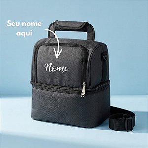 Bolsa Térmica Lancheira 7L Personalizado com Nome - Preto - 28x37x21cm - 1 unidade - Rizzo