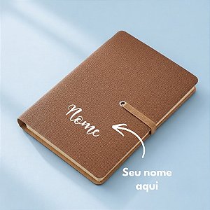 Mini Caderno Capa Mole com Sticky Notes Personalizado com Nome - Marrom - 14,3x10cm - 1 unidade - Rizzo