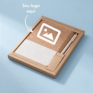 Kit Caderno e Caneta Personalize com Logo - Kraft - 27x20cm - 1 unidade - Rizzo
