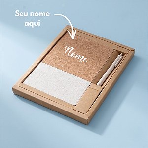Kit Caderno e Caneta Personalizado com Nome - Kraft - 27x20cm - 1 unidade - Rizzo