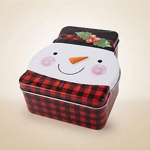 Lata de Natal de Metal - Rosto de Boneco de Neve - 11x13x5cm - 1 unidade - Rizzo