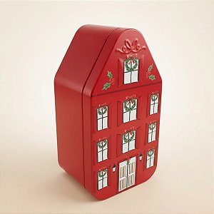 Lata de Natal de Metal - Prédio de Natal - 6x12,5x6cm - 1 unidade - Rizzo