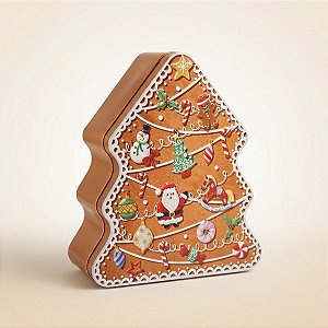 Lata de Natal de Metal - Árvore de Biscoito de Gengibre - 12x14x6cm - 1 unidade - Rizzo