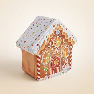 Lata de Natal de Metal - Casa de Doces Confeitada - 13,5x13,5x6cm - 1 unidade - Rizzo