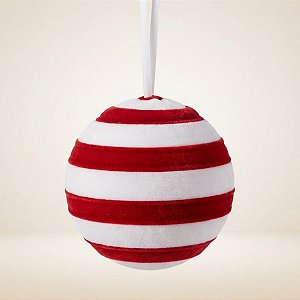 Bola de Natal - Veludo Vermelho e Branco - 12cm - 1 unidade - Rizzo