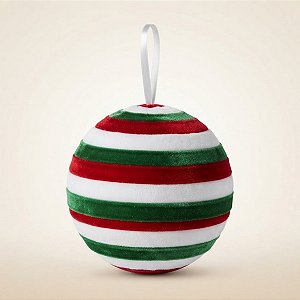 Bola de Natal - Veludo Verde, Branca e Vermelho - 15cm - 1 unidade - Rizzo