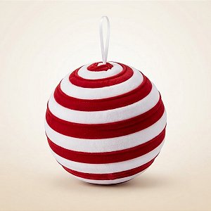 Bola de Natal - Veludo Vermelho e Branco - 20cm - 1 unidade - Rizzo