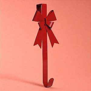 Gancho Suporte Para Guirlanda - Vermelha com Laço - 38x13x10,5cm - 1 unidade - Cromus - Rizzo