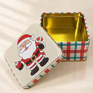 Lata de Metal de Natal - Papai Noel Bengala Doce - Verde - 12x11cm - 1 unidade - Rizzo