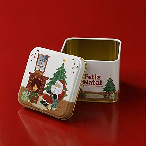Lata de Metal de Natal - Para Você Que é Especial - Branco  - 8x8x6,3cm - 1 unidade - Rizzo