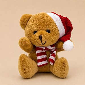 Enfeite Para Pendurar de Natal - Ursinho de Pelúcia - Listras Brancas e Vermelhas - 10cm - 1 unidade - Rizzo