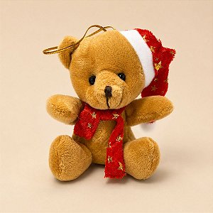Enfeite Para Pendurar de Natal - Ursinho de Pelúcia - Estrelas Douradas - 10cm - 1 unidade - Rizzo