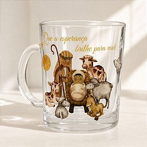 Caneca de Vidro de Natal - Que a Esperança Brilhe - 330mL - 1 unidade - Rizzo
