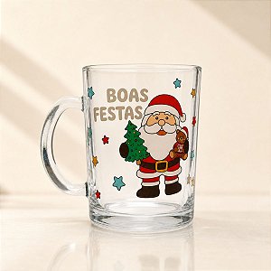 Caneca de Vidro de Natal - Boas Festas - 330mL - 1 unidade - Rizzo
