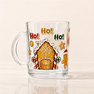 Caneca de Vidro de Natal - Ho Ho Ho Chegou o Natal - 330mL - 1 unidade - Rizzo