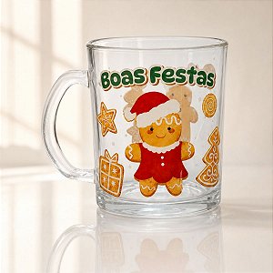 Caneca de Vidro de Natal - Boas Festas e Feliz Natal - 330mL - 1 unidade - Rizzo