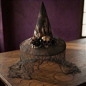 Chapéu de Bruxa Preto Envelhecido - Alice - 40x43x43cm - 1 unidade - Cromus - Rizzo