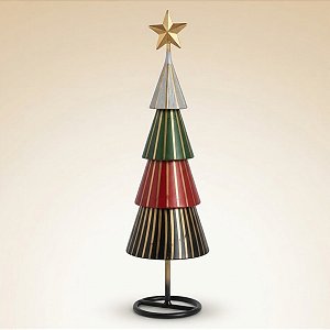 Árvore de Natal de Ferro - Branco, Verde, Vermelho e Preto - 15x53x15cm - 1 unidade - Rizzo