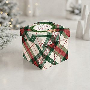 Caixa Cubo - Memórias de Natal - Verde - G 17x17x17cm - 1 unidade - Cromus - Rizzo