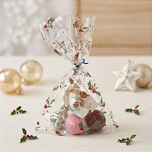 Saco Transparente Decorado de Natal - Natal Afetivo Verde - 15x22cm - 50 unidades - Cromus - Rizzo