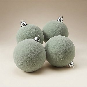 Bola de Natal - Texturizada - Verde Militar - 10cm - 4 unidades - Cromus - Rizzo