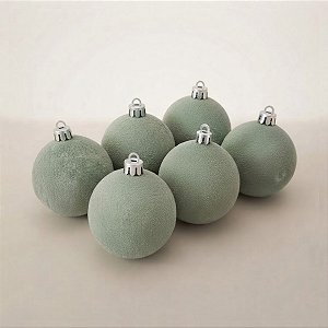 Bola de Natal - Texturizada - Verde Militar - 8cm - 6 unidades - Cromus - Rizzo