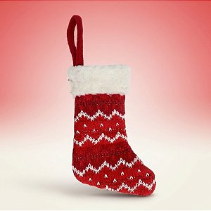 Meia de Natal para Pendurar - Listrada Vermelhos e Branco - 9x12x4cm - 1 unidade - Cromus - Rizzo