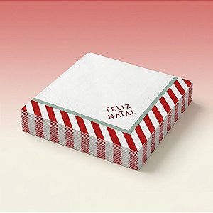Guardanapo de Papel Natalino - Listrado Branco e Vermelho - 33x33cm - 20 unidades - Cromus - Rizzo
