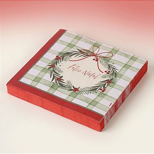 Guardanapo de Papel Natalino - Guirlanda Branco, Verde e Vermelho - 33x33cm - 20 unidades - Cromus - Rizzo
