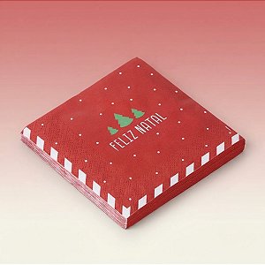 Guardanapo de Papel Natalino - Feliz Natal Vermelho, Branco e Verde - 33x33cm - 20 unidades - Cromus - Rizzo