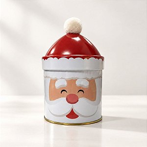 Lata de Metal de Natal - Papai Noel com Pompom - 9,3x15,2cm - 1 unidade - Rizzo