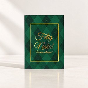 Cartão de Natal - Feliz Natal Vamos Celebrar - Verde e Dourado - 9,5x13,7cm - 1 unidade - Rizzo