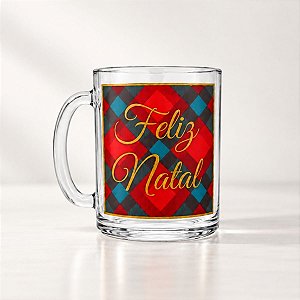 Caneca de Vidro de Natal - Ho Ho Ho Feliz Natal - 330mL - 1 unidade - Rizzo
