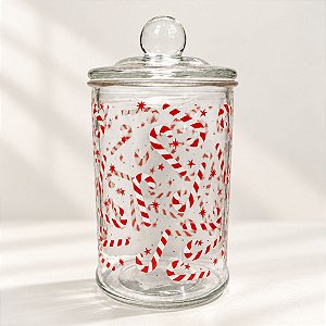 Pote de Vidro Hermético de Natal - Doce Candy Cane - 630ml - 1 unidade - Rizzo