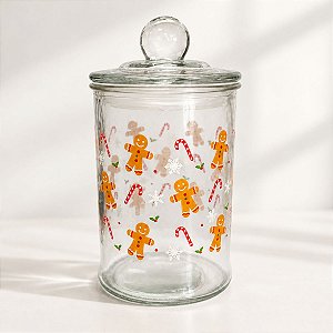 Pote de Vidro Hermético de Natal - Candy e Ginger - 630ml - 1 unidade - Rizzo