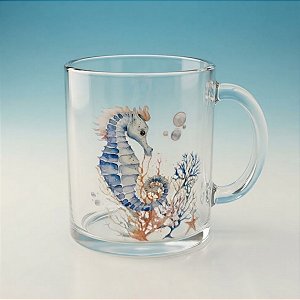 Caneca de Vidro - Cavalo Marinho - 500ml - 1 unidade - Cromus - Rizzo