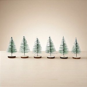 Mini Árvores Pinheiros de Natal Decorativas - Verde - 4x8x4cm - 6 unidades - Cromus - Rizzo